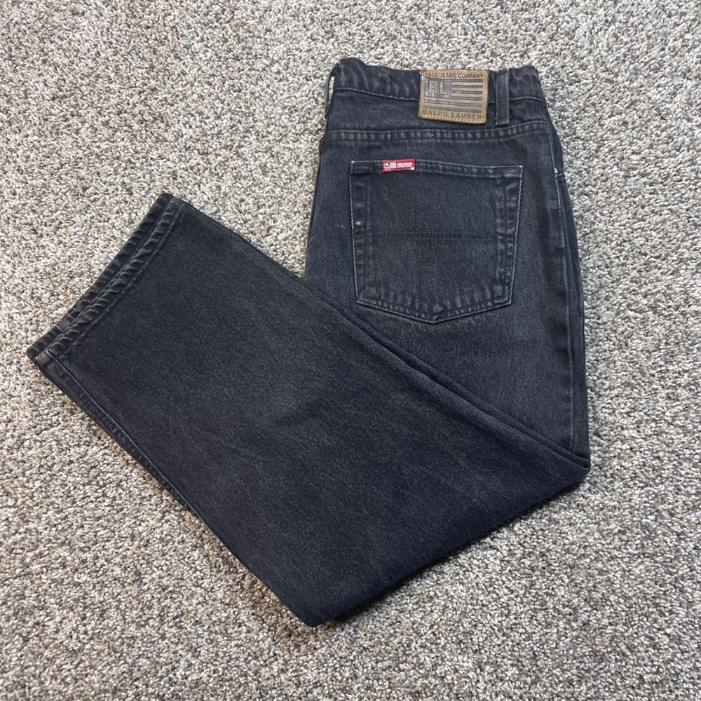 Polo Jeans Co Ralph Lauren Women's Size 14 Cropped Saturday Jeans Black Denim